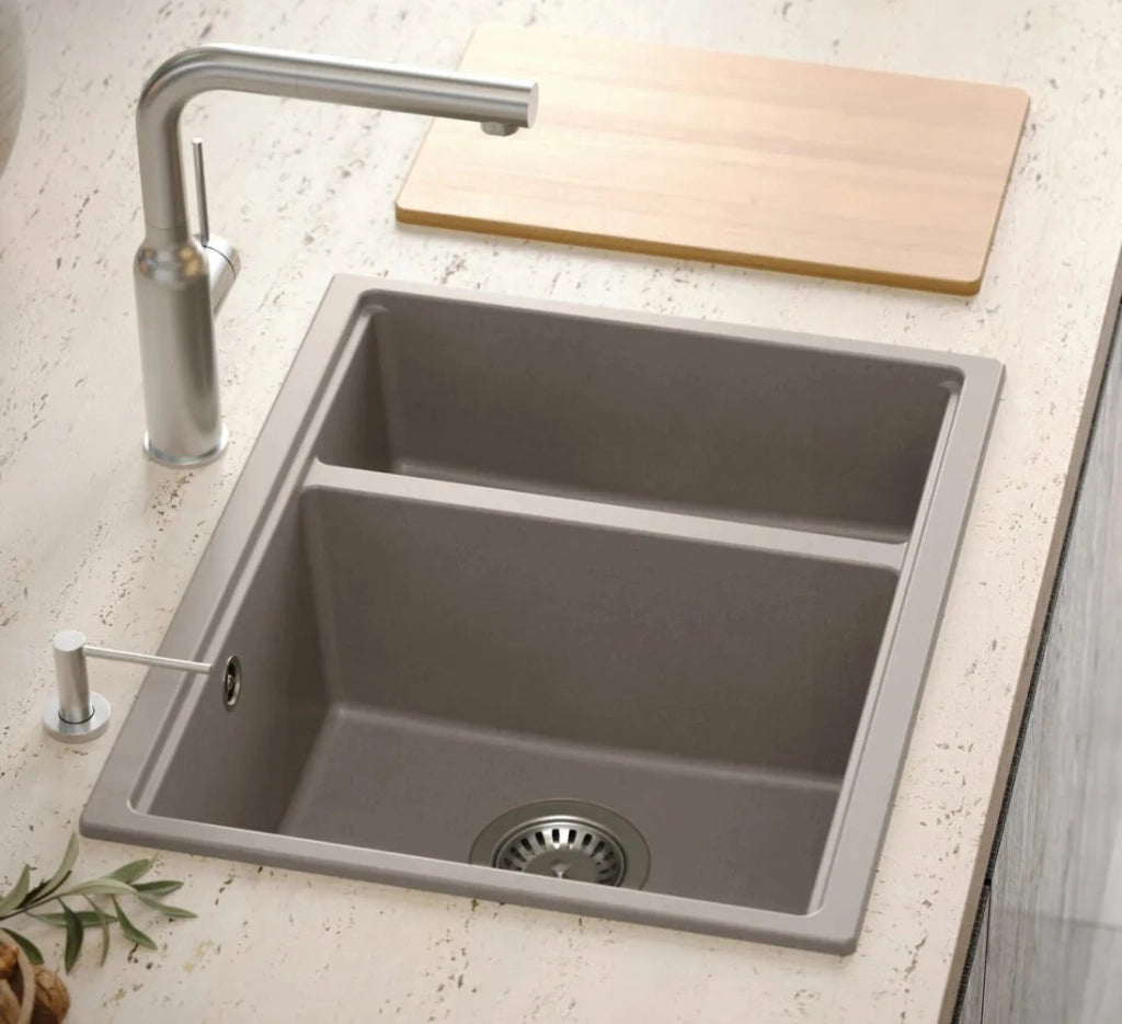 Lavello In Granito Logan 150 Beige Tappo rame spazzolato