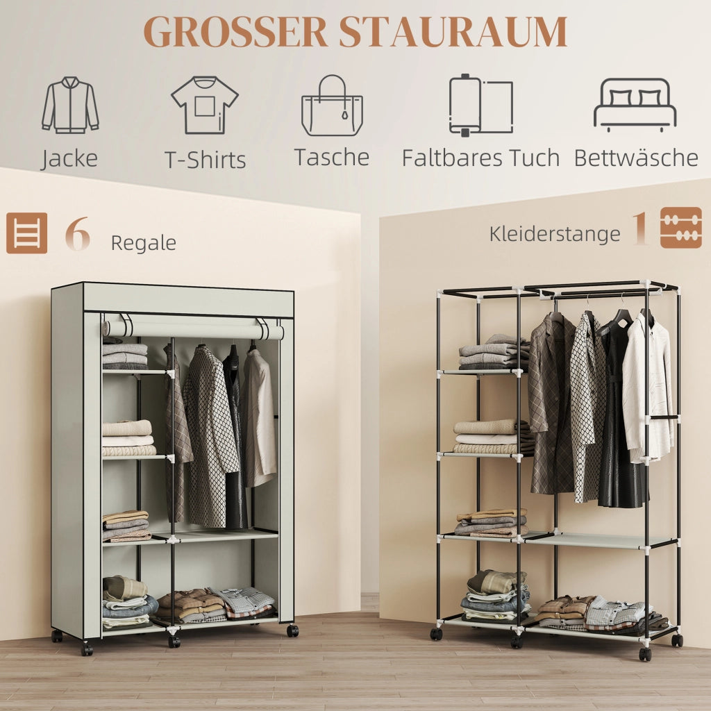 Armadio Tessuto 6 Ripiani Appendiabiti ¨C Xylo ¨C Creme