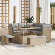 Set Divano da Giardino 8 pcs Beige polyrattan