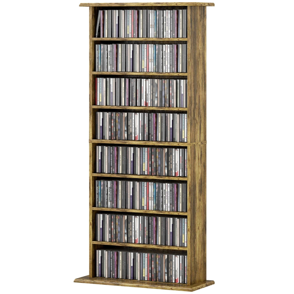 Libreria per CD e DVD con 8 scomparti e 6 ripiani regolabili ¨C Minimal ¨C Marrone