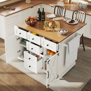 Isola da cucina bianca con finitura effetto legno, carrello portavivande multifunzione mobile con ampio spazio contenitore per cucina, soggiorno e sala da pranzo
