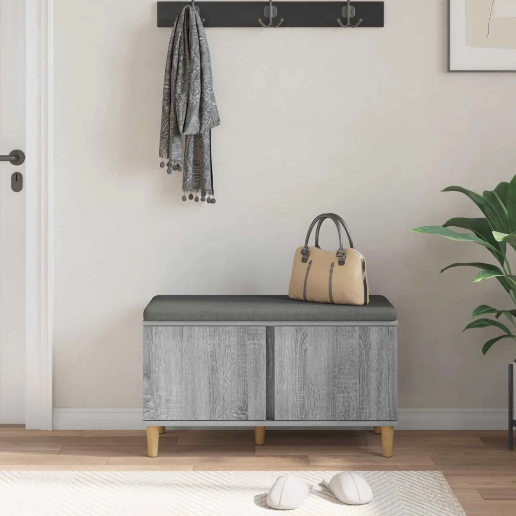 Panca per ingresso con cuscino Sonoma grigia 80 x 38 x 46 cm