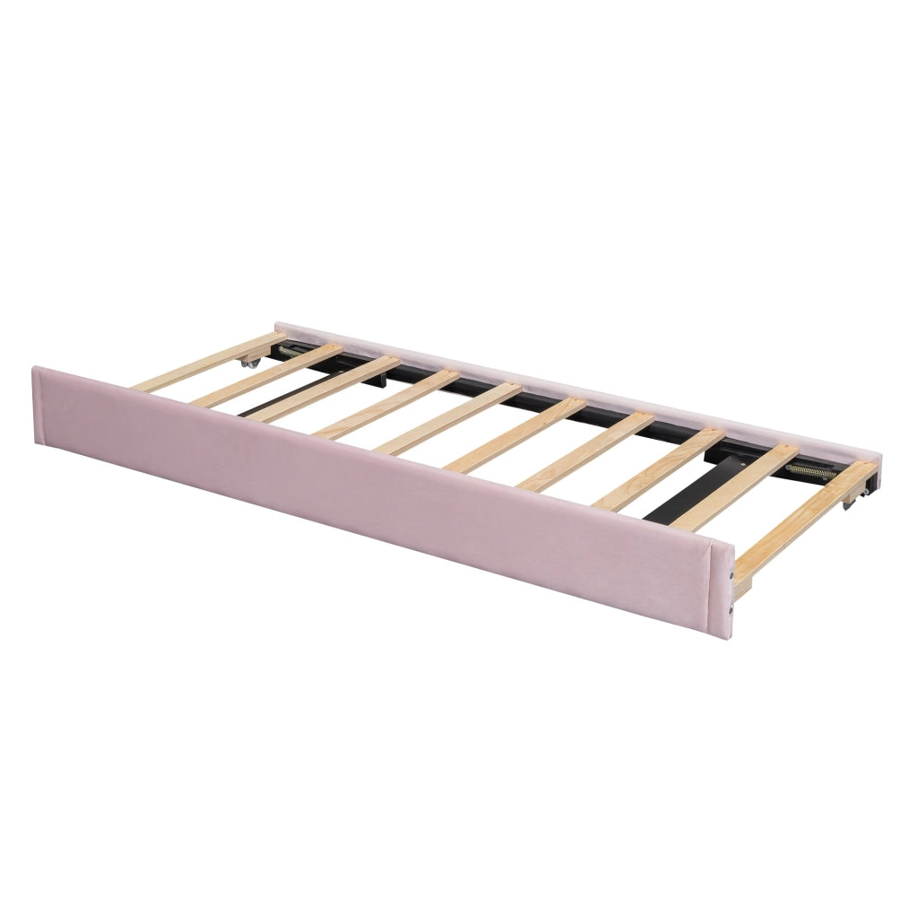 LETTO Imbottito 90x200 cm Velluto Rosa con letto estraibile e rete a doghe