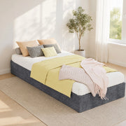 Letto singolo imbottito con contenitore pneumatico 90x200 cm; grigio
