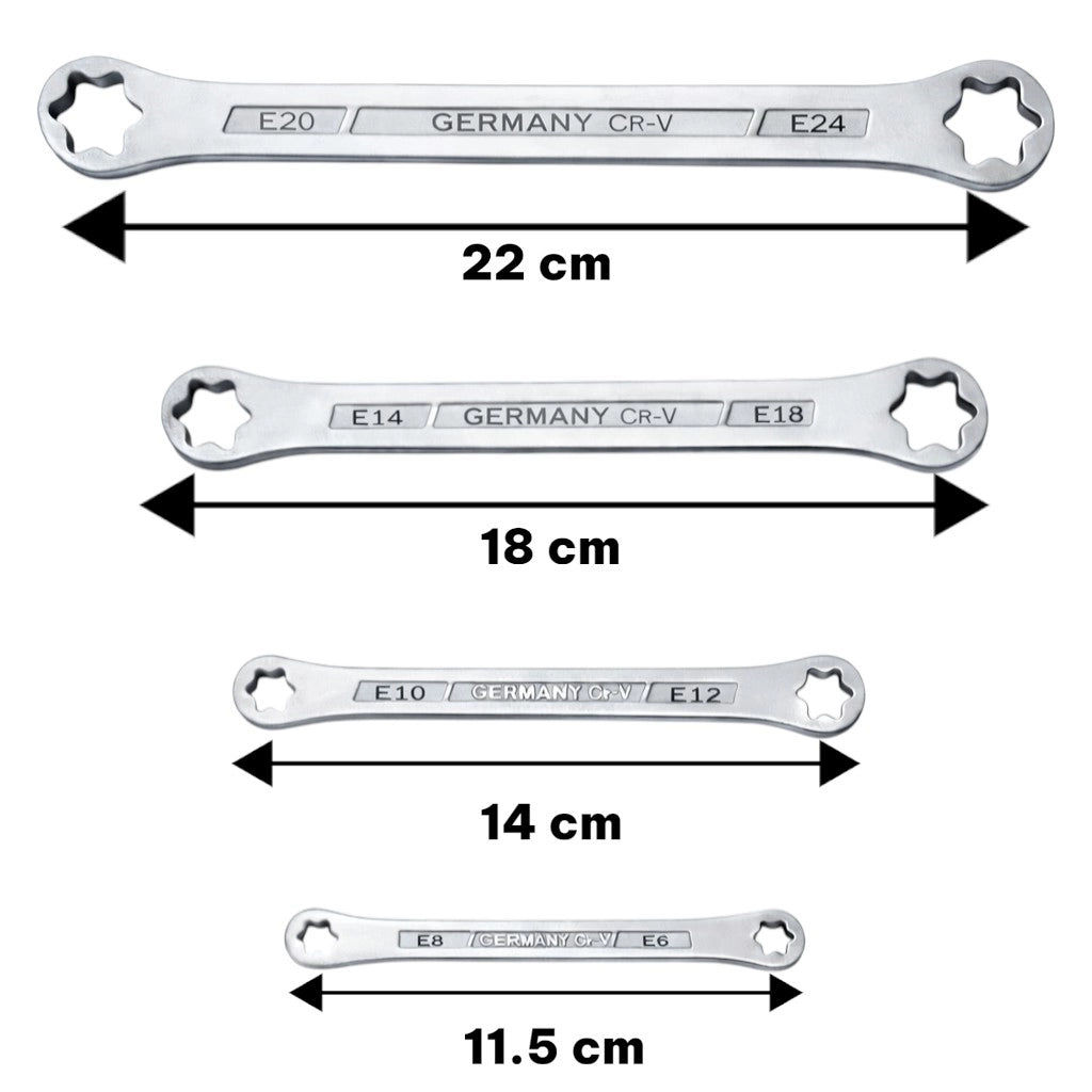Chiavi a Doppia Stella Set 4PZ Torx Femmina Piatta ad Anello E6-E24 07861