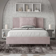 Letto imbottito Piazza e mezzo 130x200 cm Antea - Senza rete,Glicine,Microfibra