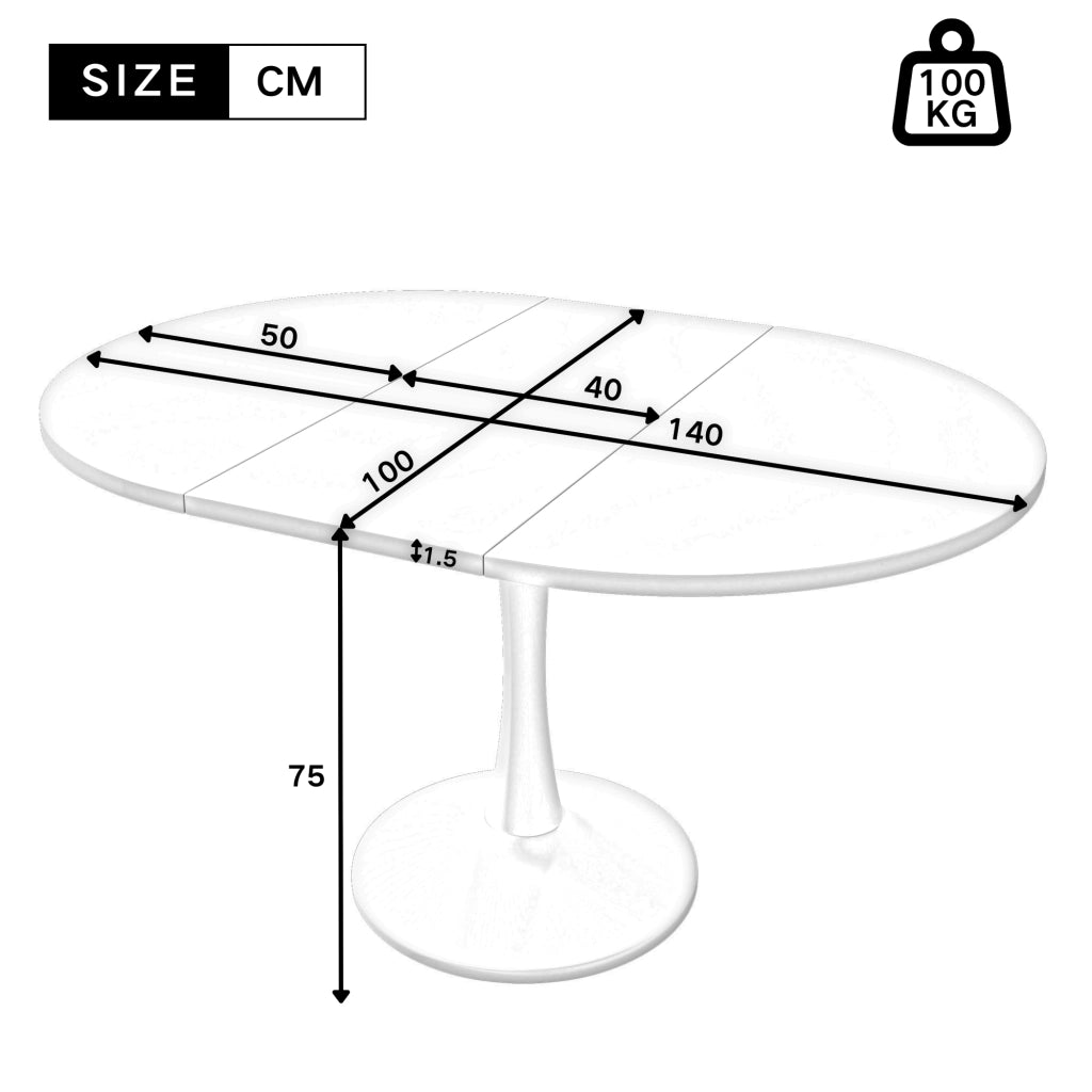 Tavolo da pranzo allungabile ovale in MDF color noce per pranzi e momenti di relax 100/140 × 100 × 75 cm