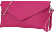 Clutch in pelle con cinturino e catena, elegante borsa da sera in pelle generica con cinturino e catena, dimensioni 31,5x16,5cm, modello G369, colore rosa