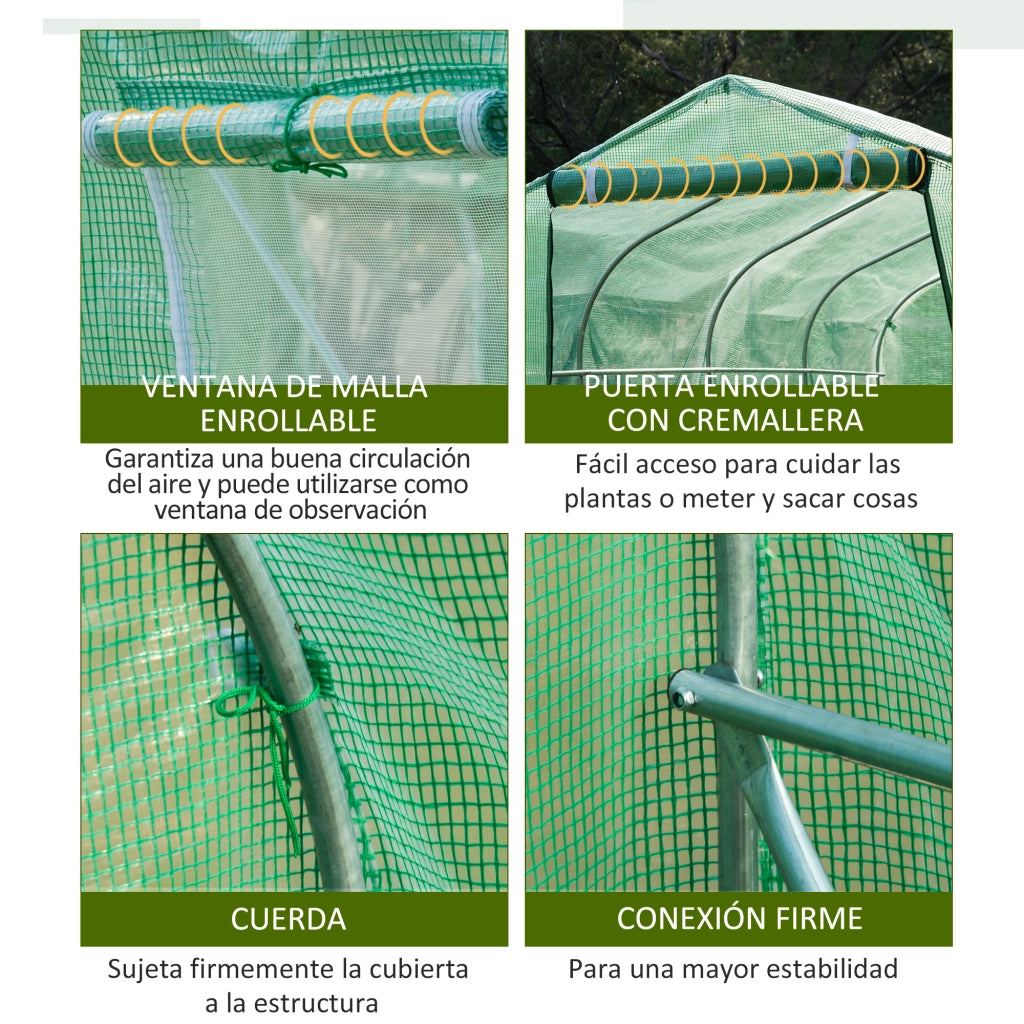 Serra Tunnel da Giardino ¨C Xylo ¨C 4x2x2m Verde con 8 Finestre in Rete