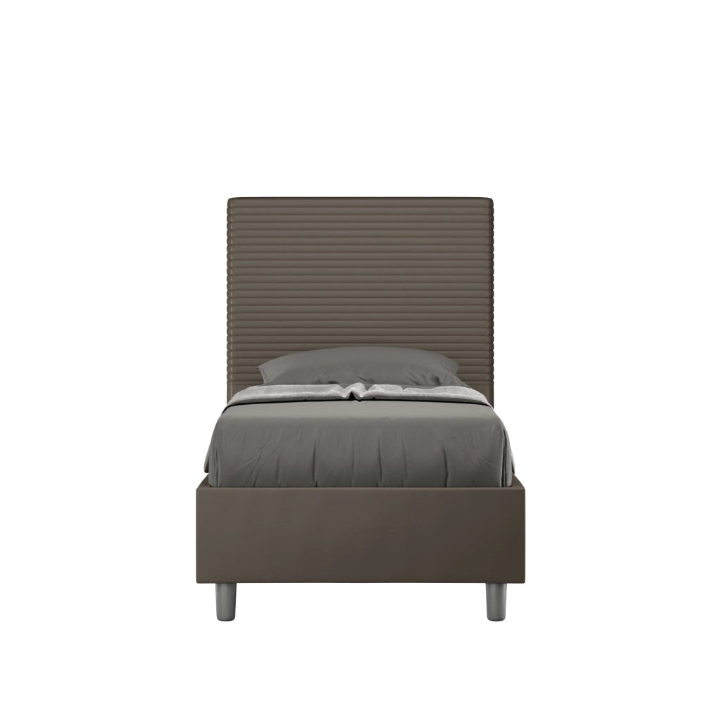 Letto Singolo 100x200 cm con Rete e Contenitore Focus Cappuccino
