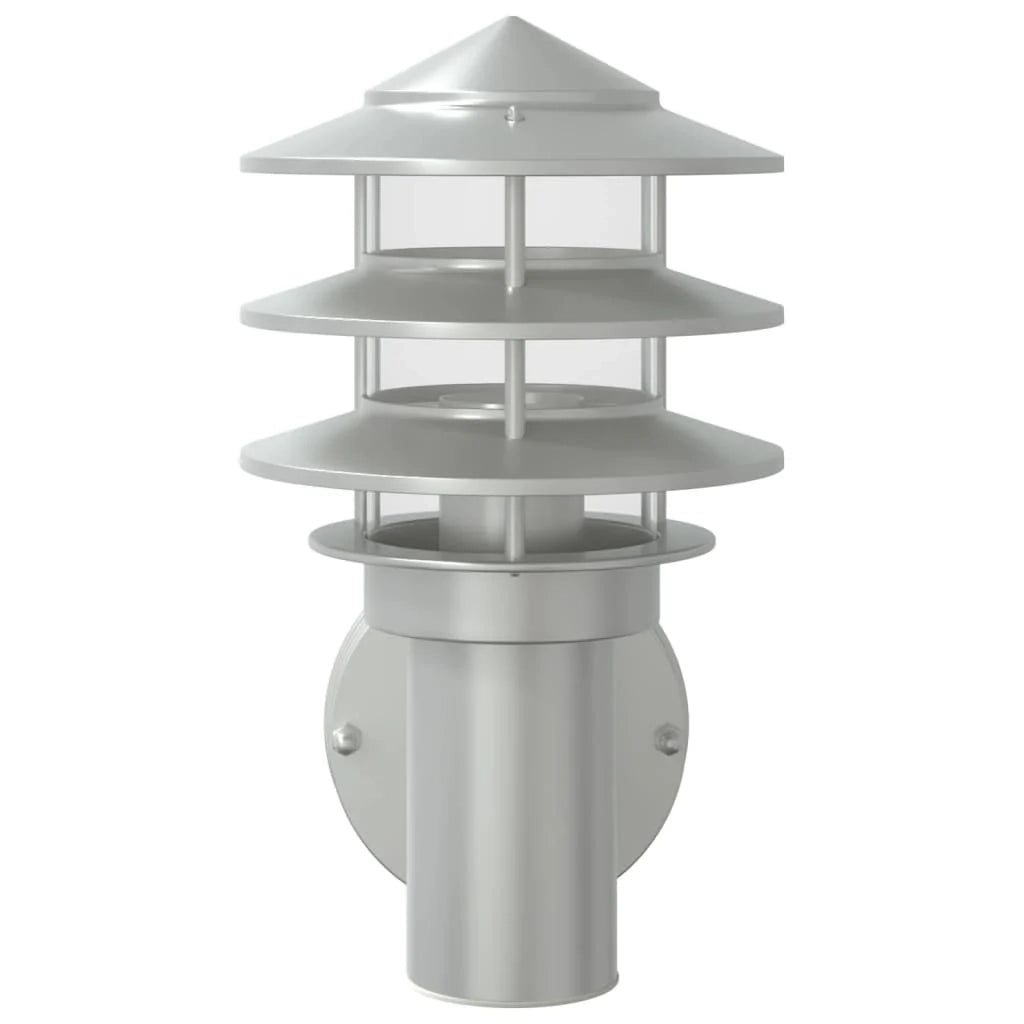 Set di 2 applique da esterno 15,5 x 15,5 x 28 cm illuminazione versatile in acciaio inox argento 02_0056548
