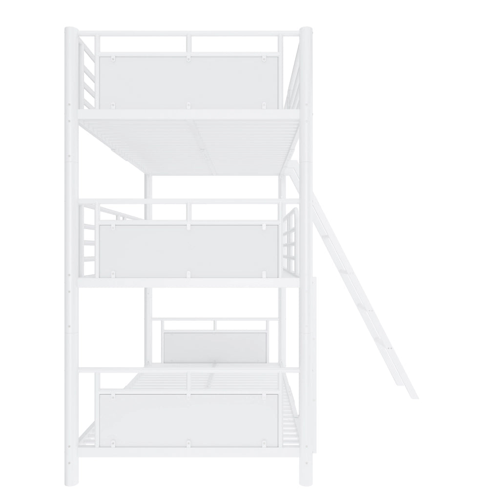 Letto a castello triplo 90x200 cm trasformabile in metallo e legno bianco