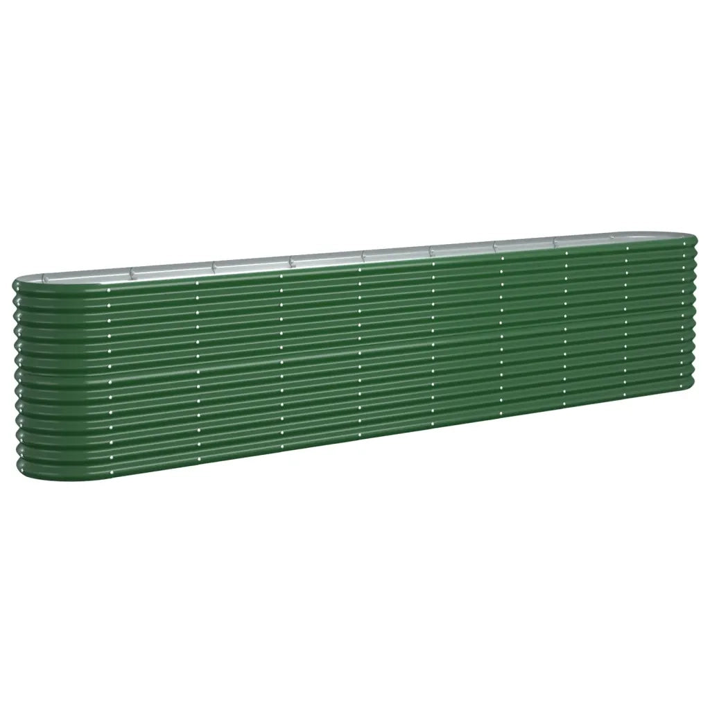 Aiuola ovale rialzata ampio spazio esterno 332 x 40 x 68 cm acciaio verniciato a polvere verde 02_0046568