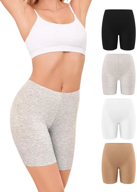 Shorts di supporto in cotone - Anti-scivolo - Pannolino per donna - Multipack - Confezione da 4 pezzi