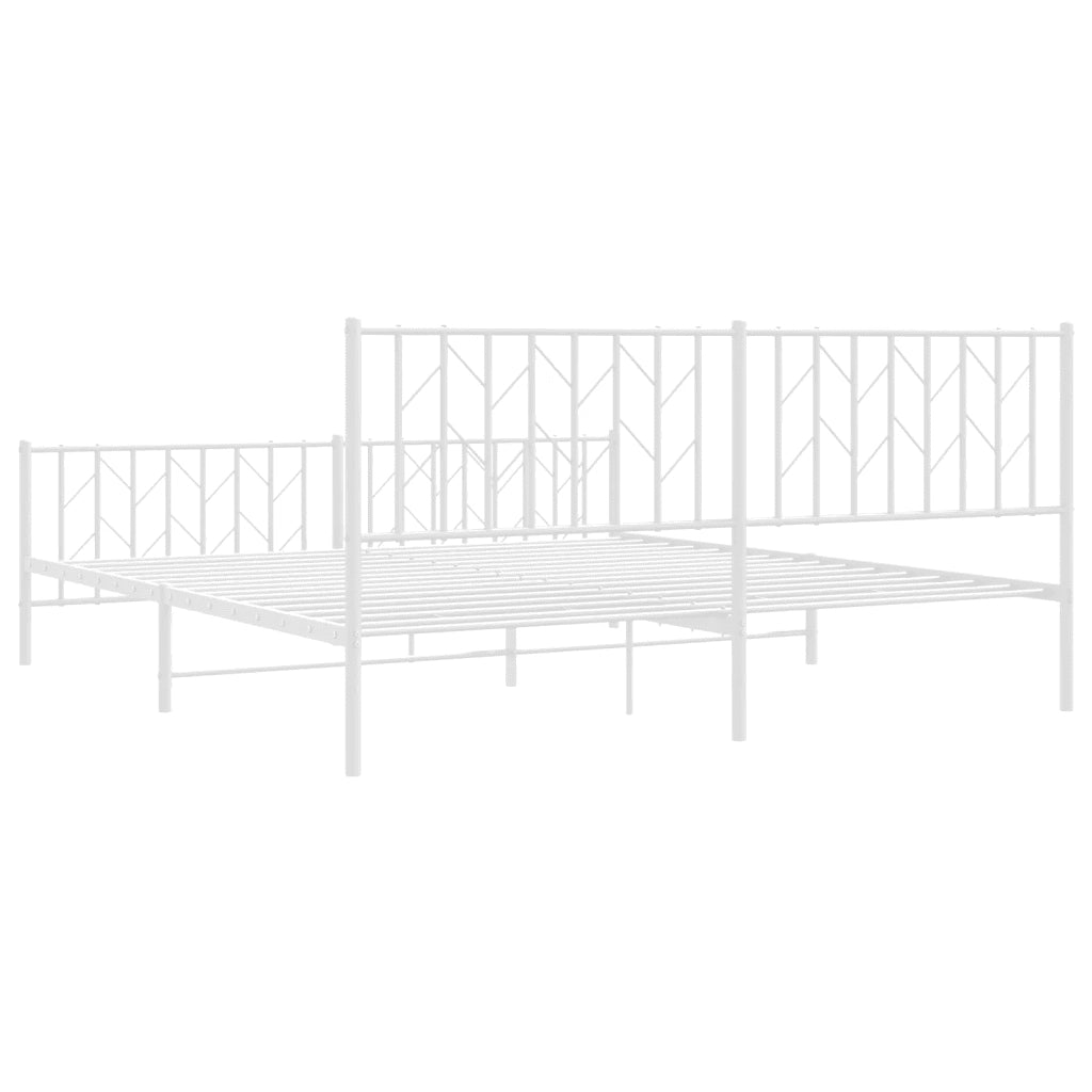 Giroletto con Testiera e Pediera Metallo Bianco 183x213 cm 374509