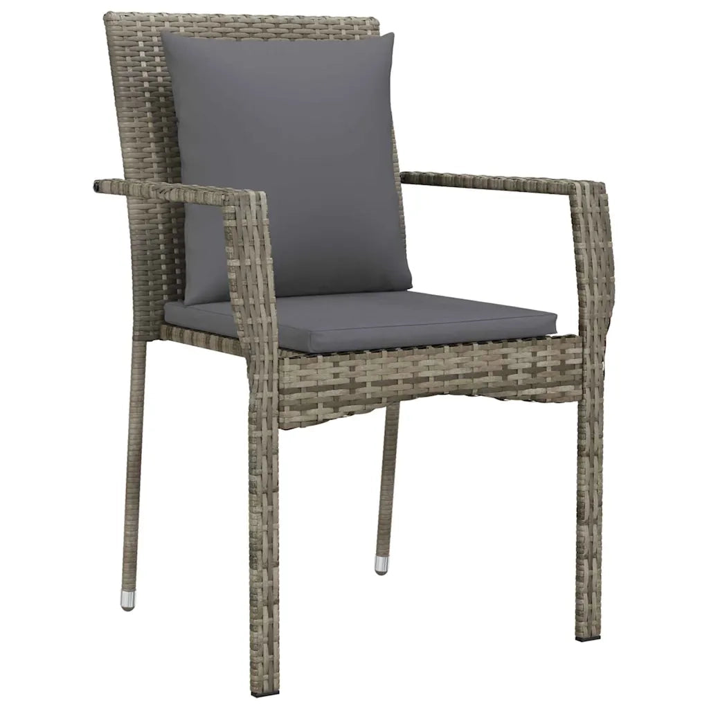 Set da Pranzo per Giardino con cuscino 9 pcs Grigio polyrattan 3380091