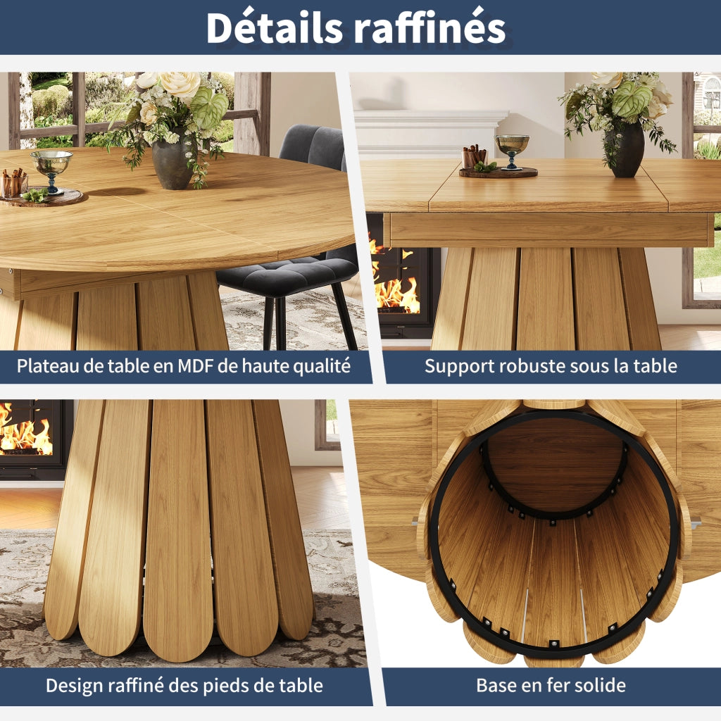Tavolo allungabile da pranzo in MDF effetto legno naturale con piano estensibile su guide scorrevoli
