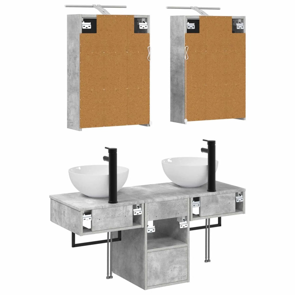 Set di Armadi da Bagno 5 pz Grigio Cemento Legno ingegnerizzato 3406282