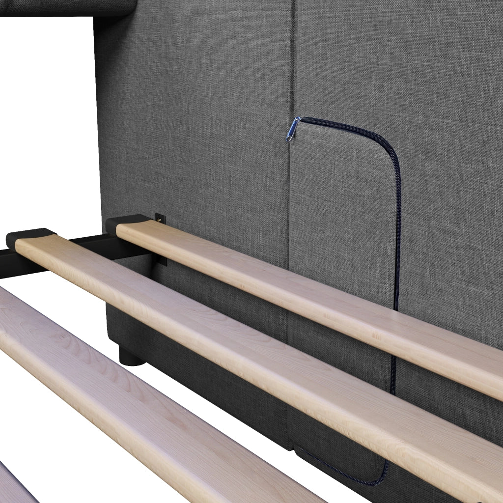 Letto estraibile singolo 90×200 cm e 180×200 cm con USB; Type-C; LED; 2 cassetti; senza materasso; grigio