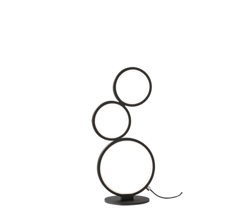 Lampada Tavolo Scrivania led 3 Cerchi Nero Luce Variabile Rondo GD Trio
