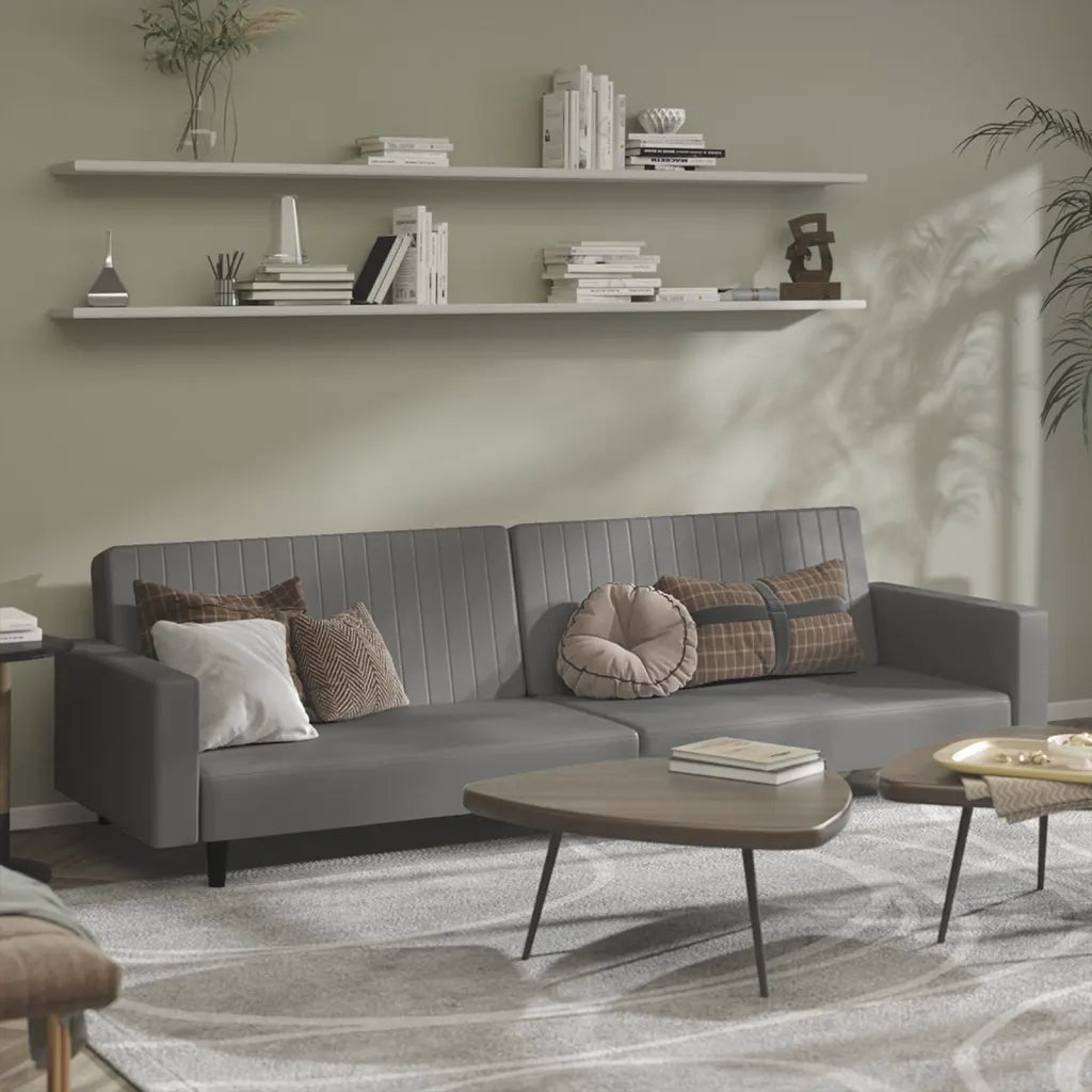 Divano letto | Sof¨¤ letto | Letto singolo a 2 Posti Grigio in Similpelle