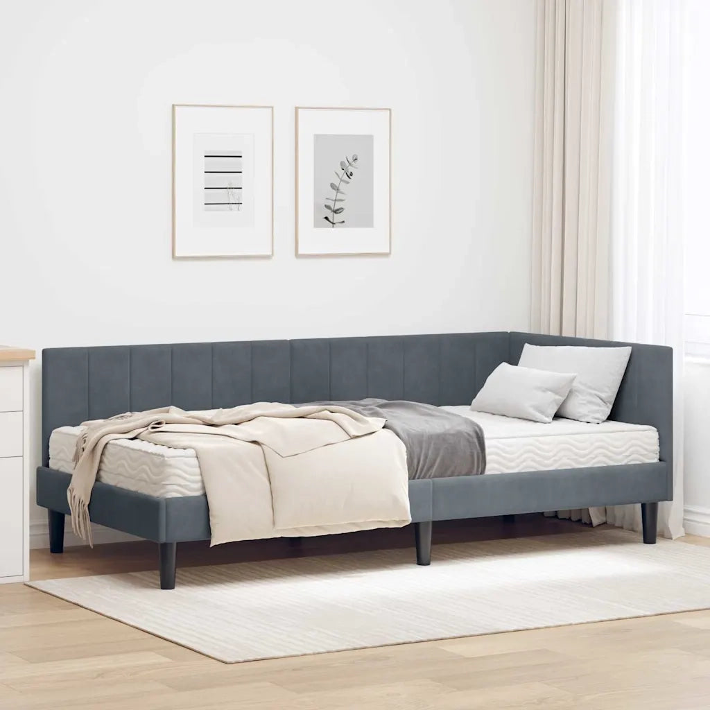 Struttura Letto Angolare con Materasso 2 pcs Grigio Velluto