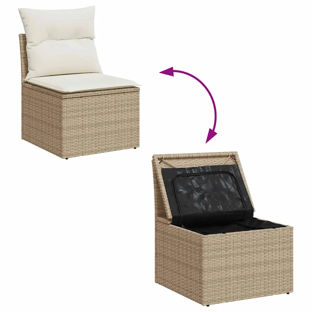 Set Divano da Giardino con cuscino 9 pcs Beige e Crema 3364036