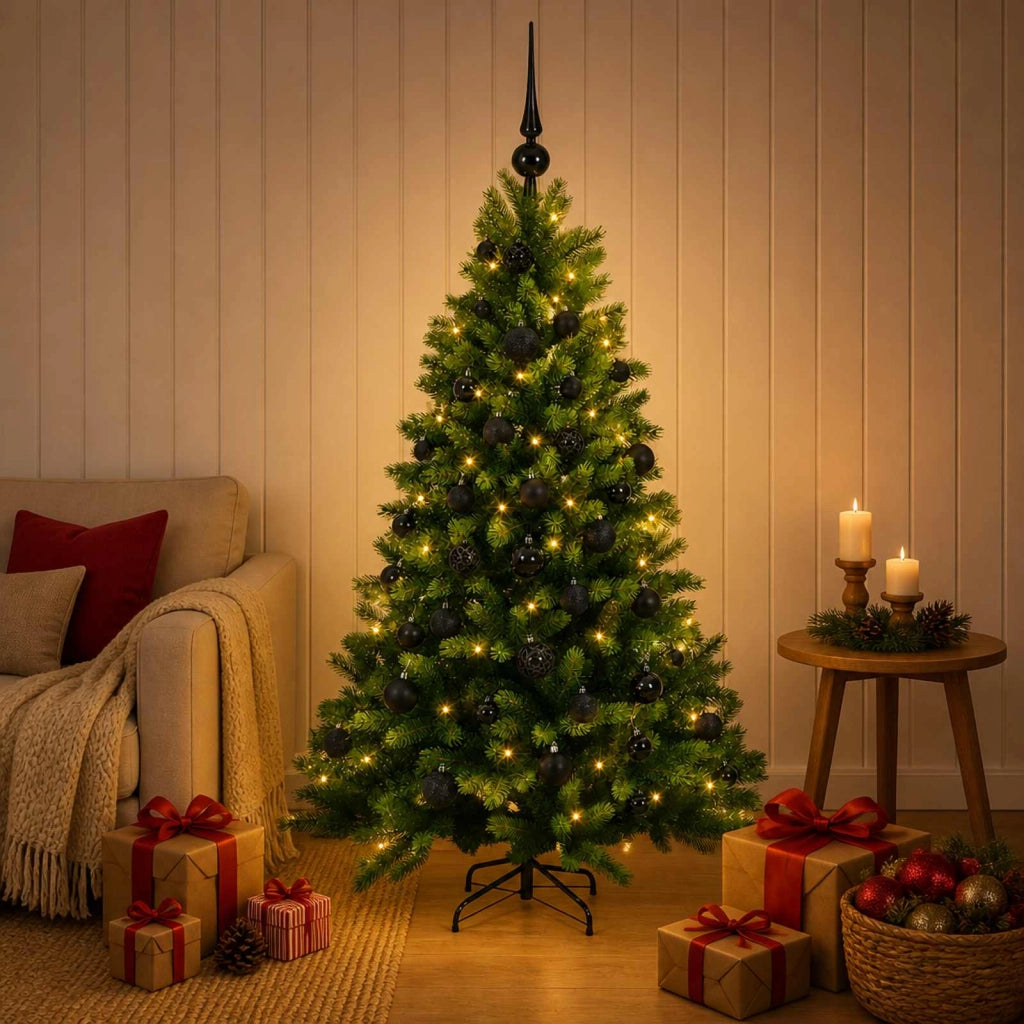 Albero di Natale Artificiale con Palline 150 cm 150 LED 3465608