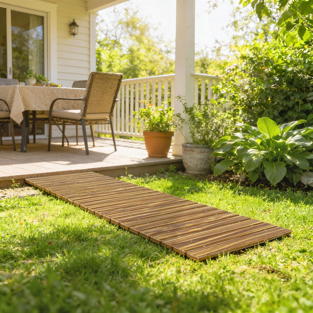 Camino da giardino in legno ¨C zephmum ¨C 120x38 cm carbonizzato