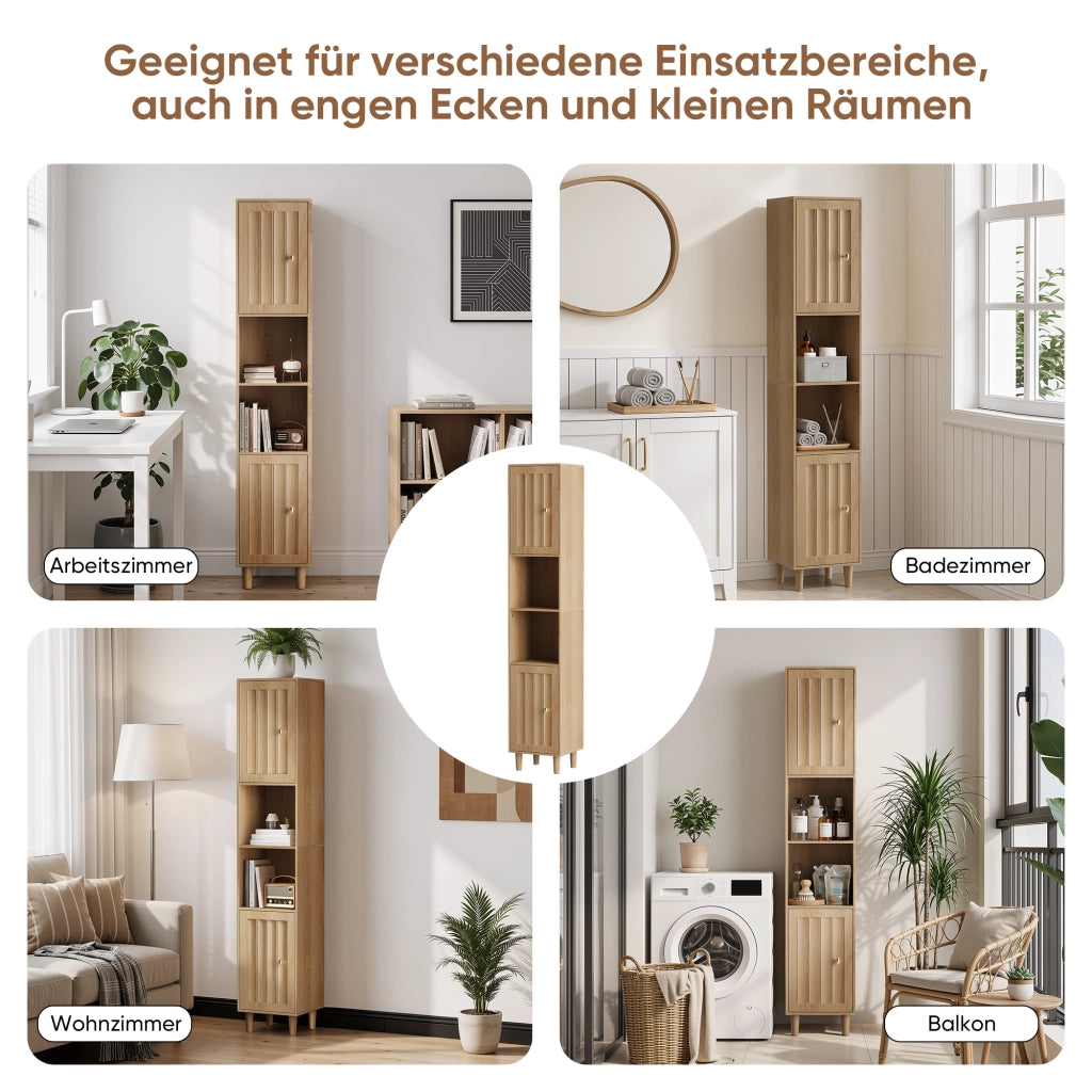 ARMADIO Alto 32x30x169 cm MDF Rovere con ante e ripiani aperti
