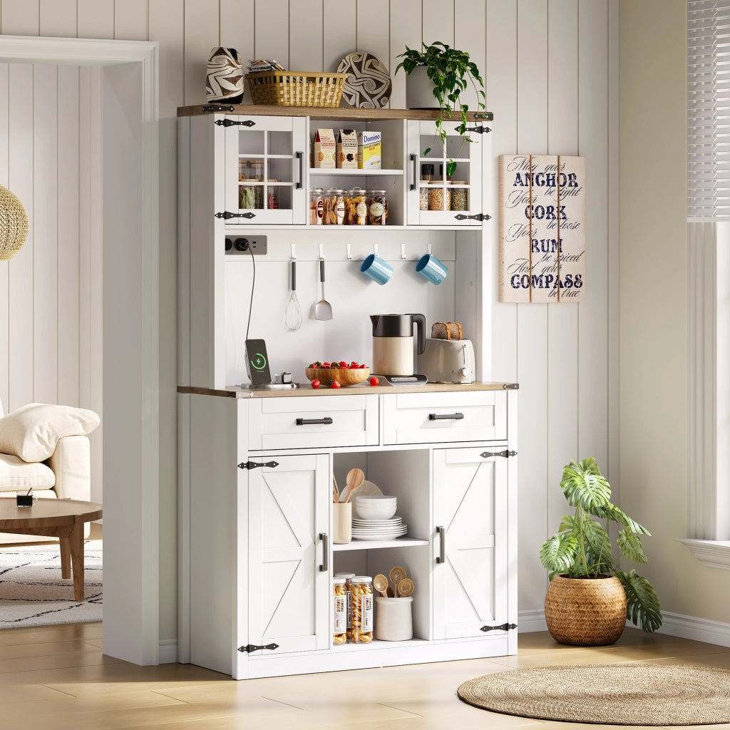 BARSCHRANK con LED regolabili e prese, 3 colli, MDF marrone e bianco