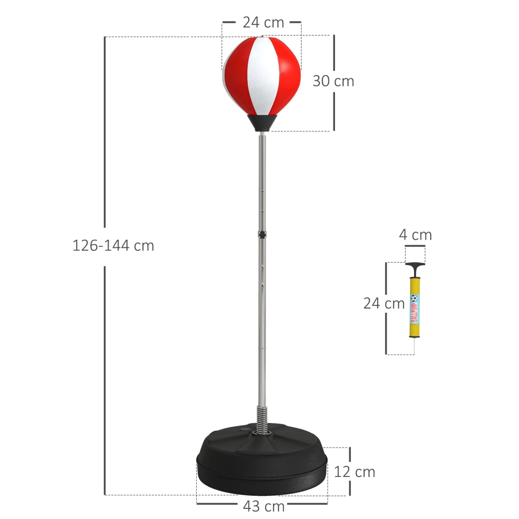 Sacco da Boxe su Piede Regolabile ¨C zephmum ¨C con Guanti, Pompa e Base 126-144 cm
