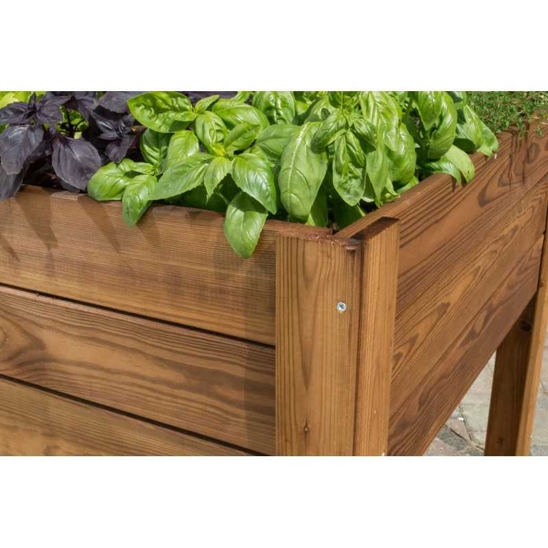 Orto rialzato in legno con fioriera, struttura pino impregnato con telo TNT incluso, per coltivazione orto balcone giardino - Esterni da Vivere