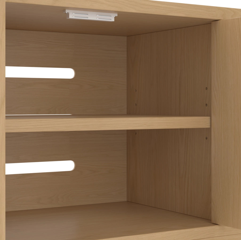 Mobile per lettiera per gatti 140x40x45;5 cm con ripiani regolabili e tappetino tiragraffi; rovere