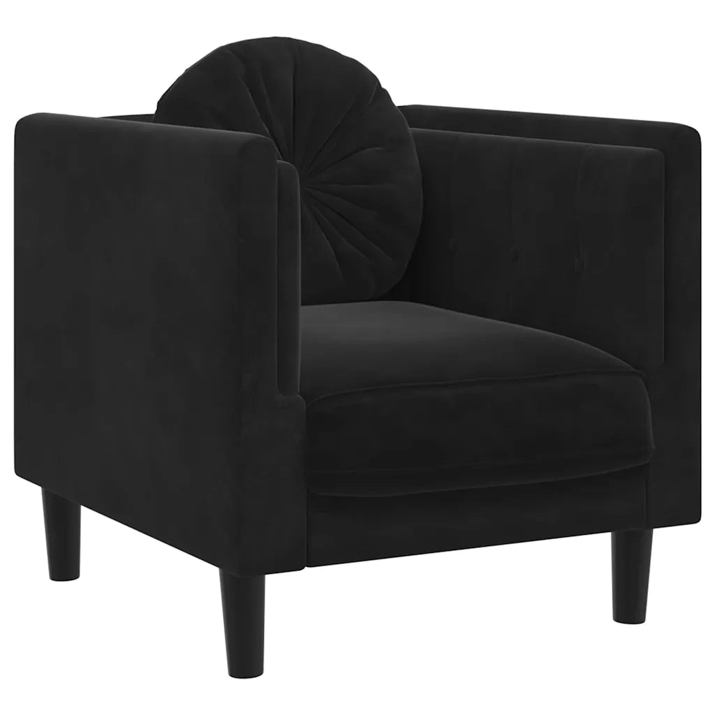 Poltrona | Sedia Relax con Cuscino Nero in Velluto