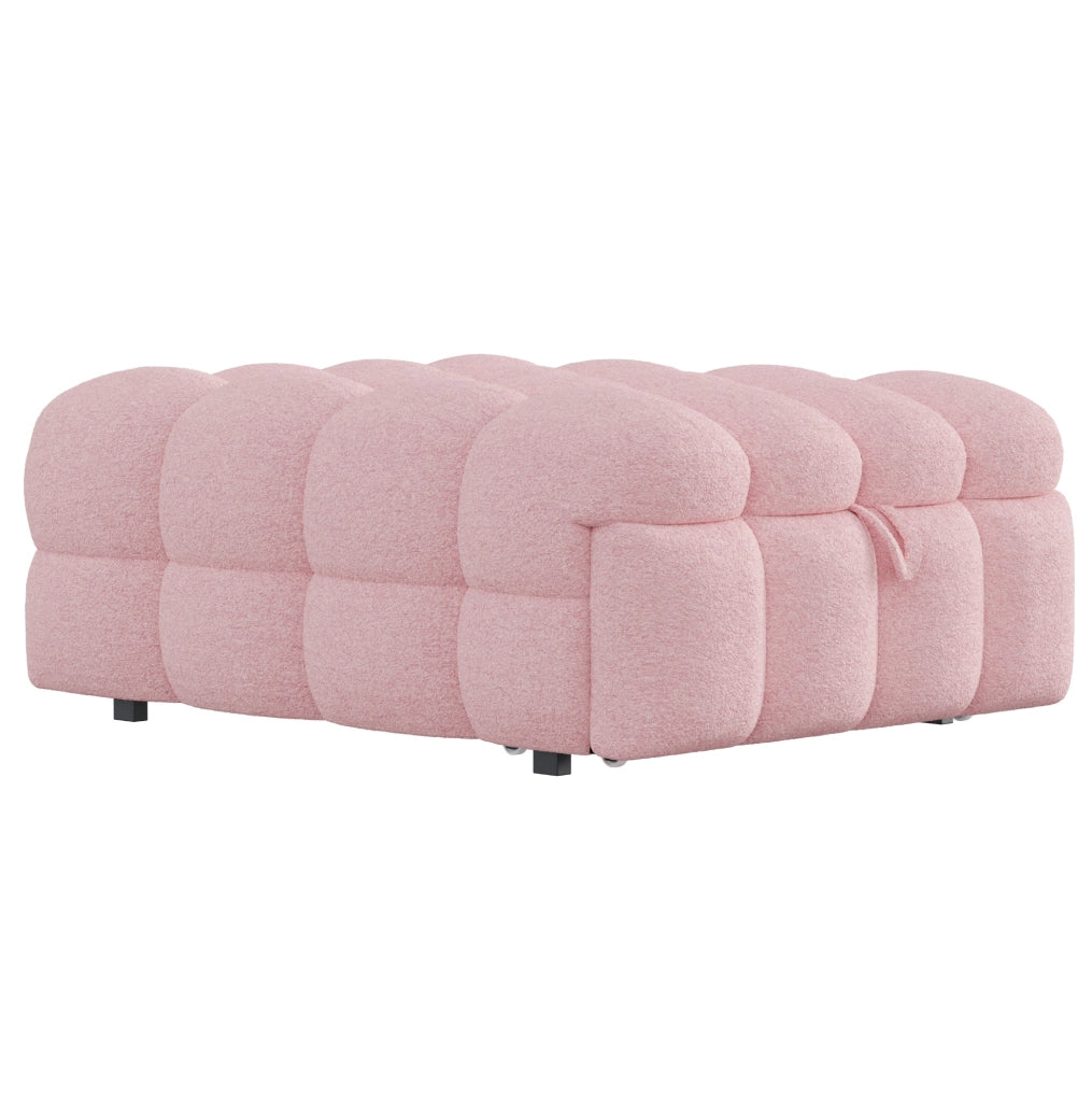 Pouf letto 2 in 1 183x76 cm rosa in tessuto Teddy, divano letto singolo
