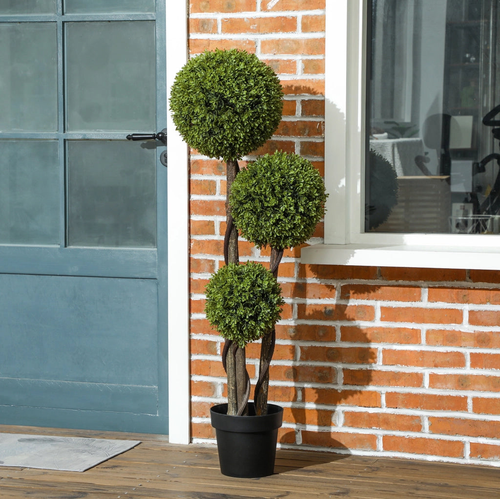 Pianta artificiale ULEVR di bosso 115 cm in plastica verde con vaso incluso, per interni ed esterni