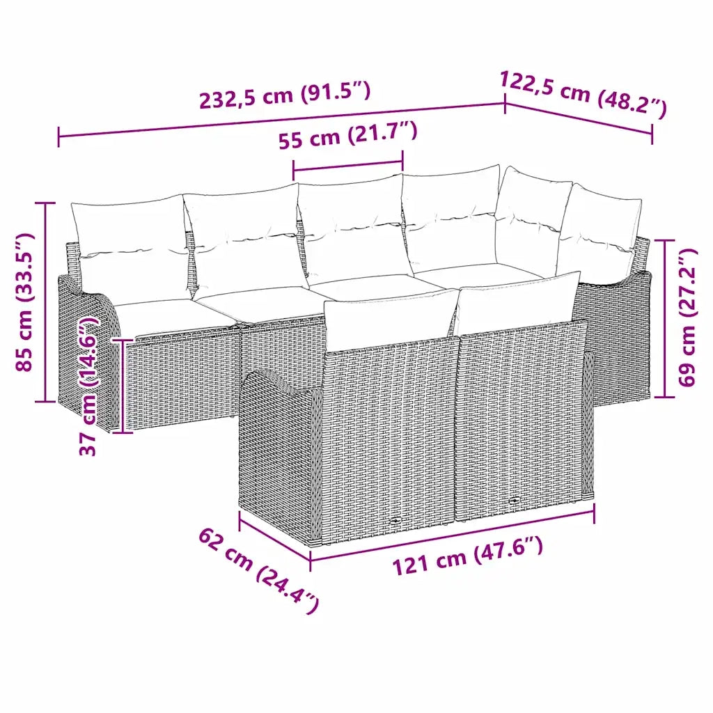Set Divano da Giardino Beige polyrattan 3345740