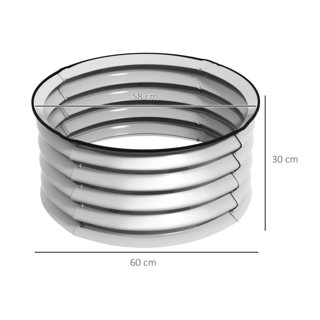 Set 2 Cassette da Giardino in Metallo con Fondo Aperto per Erbe e Verdure Ø60x30 cm Argento