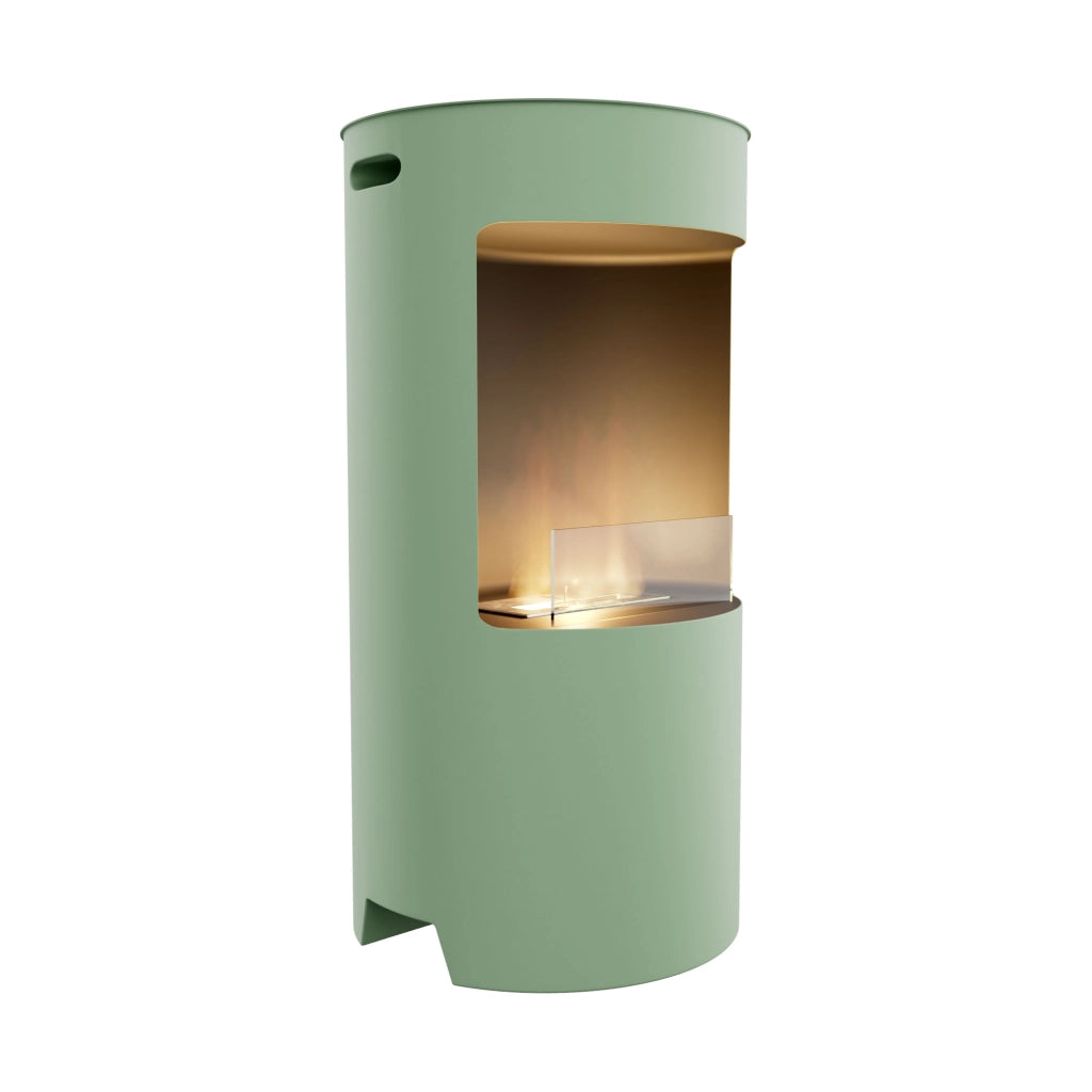 Giulio Cesare - Camino a Bioetanolo da Pavimento Ø40x80 cm di Design da Interno per Arredo in Acciaio Inox Salvia
