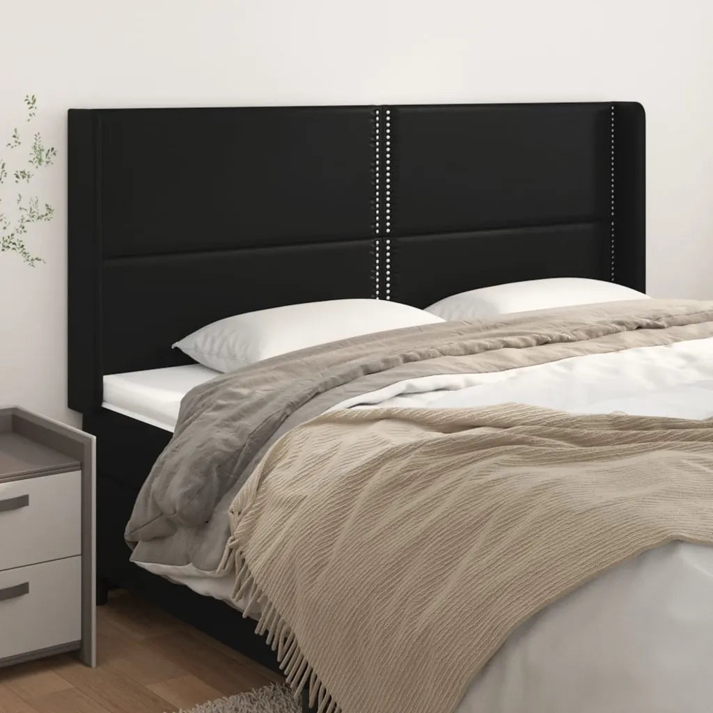 Testiera ad Orecchio-Testata con Orecchie Nera 183x16x118/128 cm in Similpelle 704769