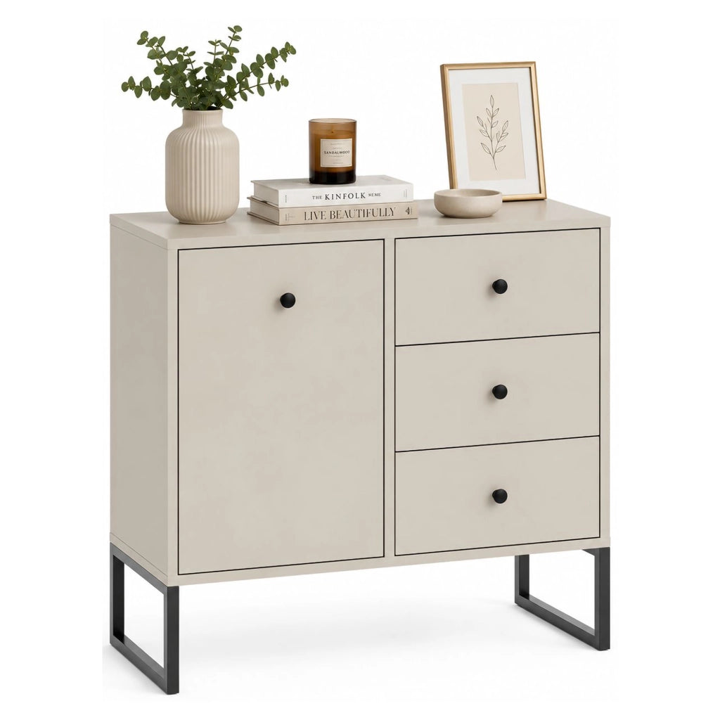 Madia Leranoro, Credenza 3 Cassetti, 77x33x82h cm Beige Cashmere