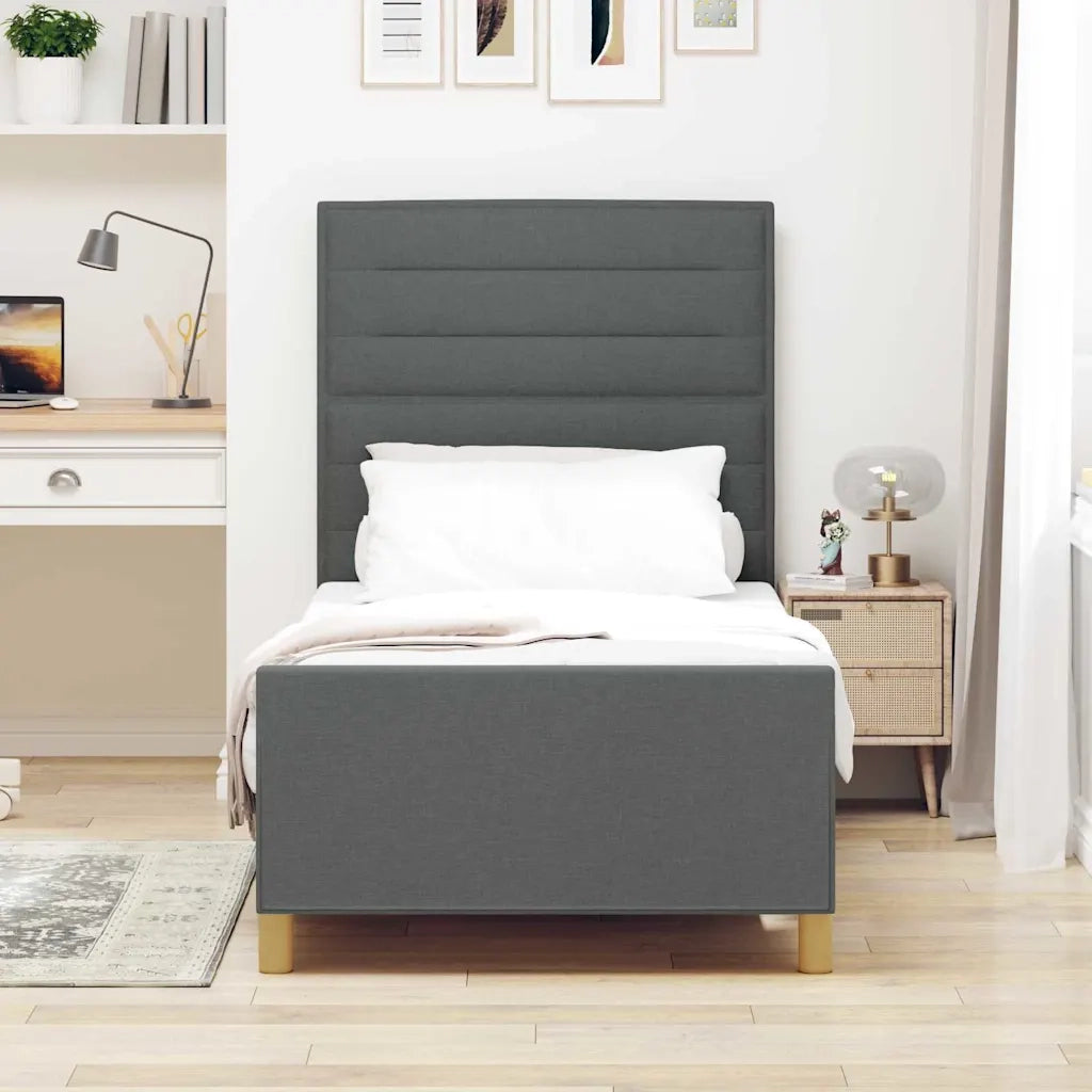 Struttura del letto Grigio scuro 90 x 200 cm Tessuto