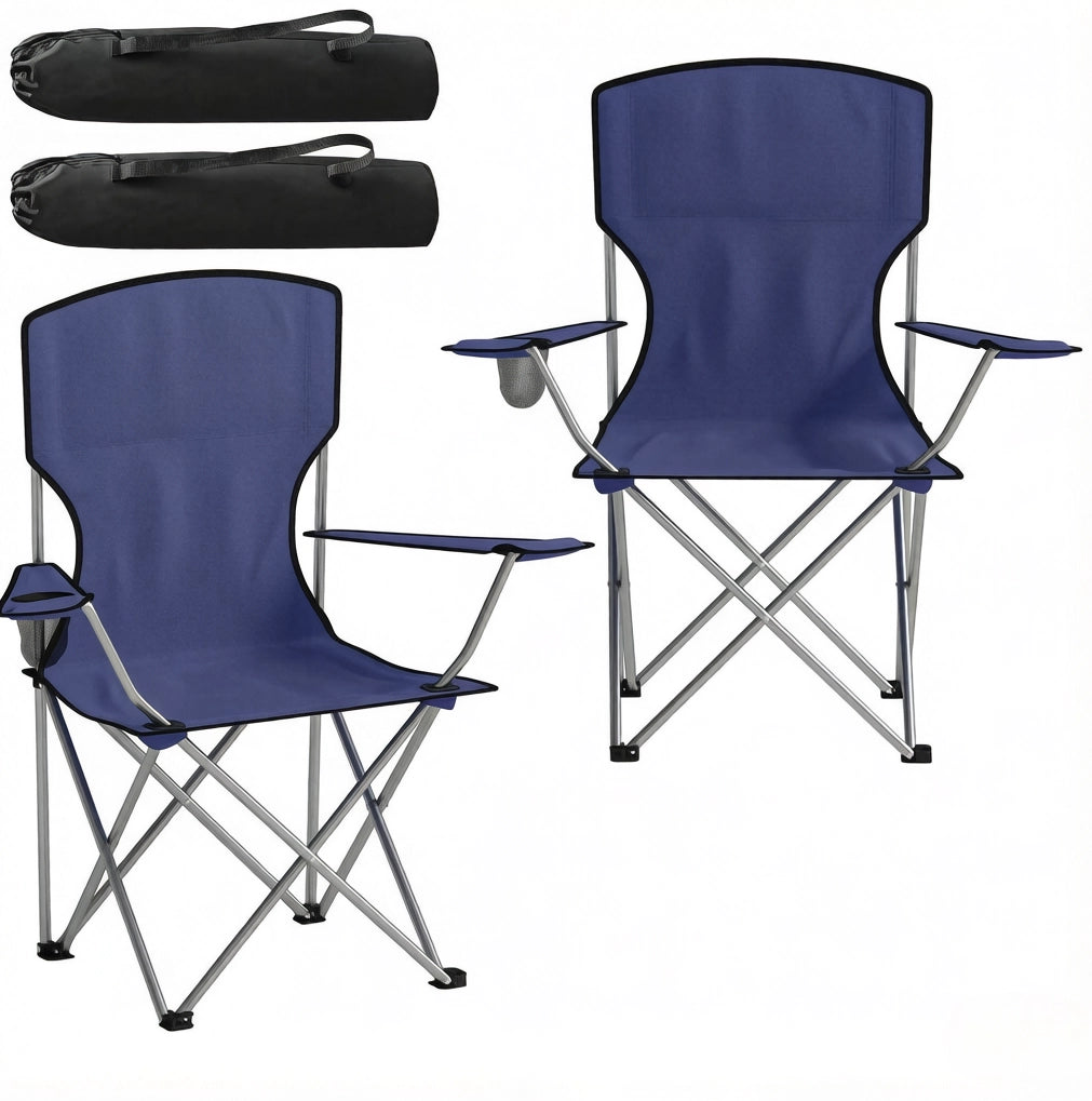 SEDIA da campeggio pieghevole 88x57x97 cm Blu Set da 2 pezzi