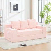 DIVANO Modulare da Pavimento 2 Posti 172x87x64 cm Velluto a Coste Rosa