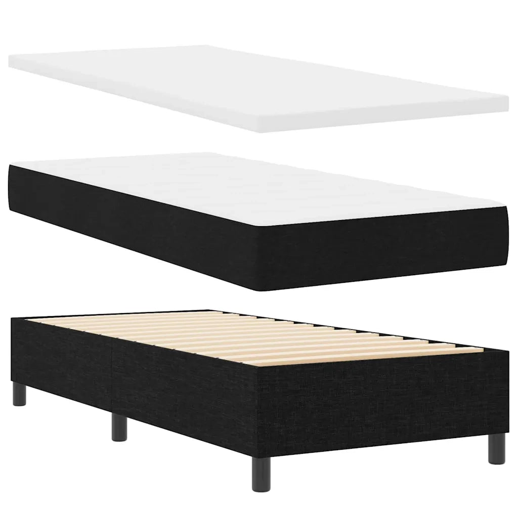 Letto a molle con materasso Nero 100 x 200 cm Tessuto
