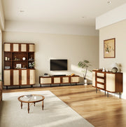Set mobili TV in MDF noce 180x40x45 cm con madia e colonna