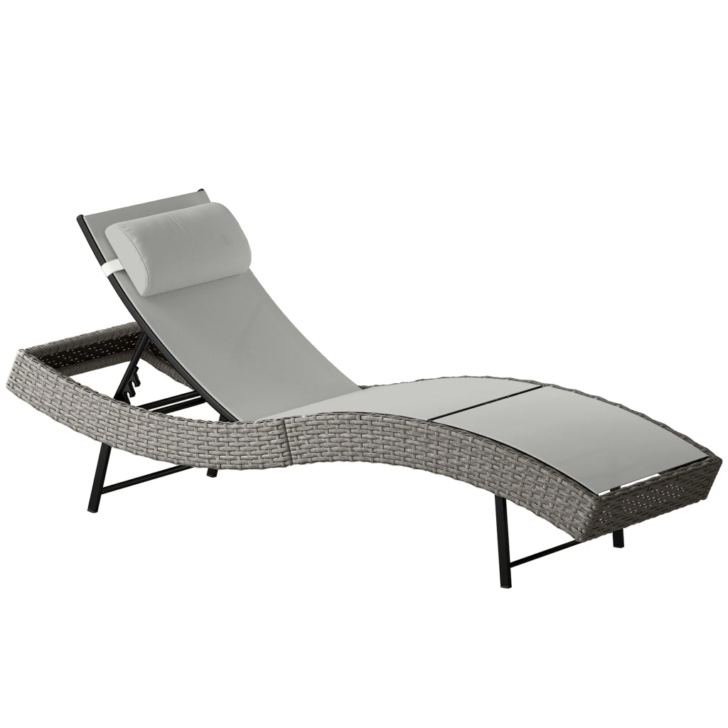 Chaise Longue da Esterno con Cuscino ¨C Zephmum ¨C Grigio, Polipropilene, 198x61x44 cm