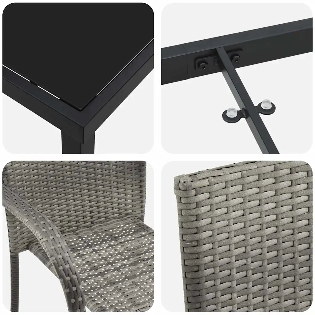 Set da Pranzo per Giardino 5 pz | Set Salotto da Giardino Grigio