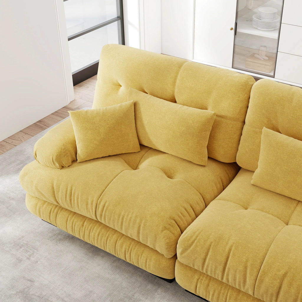Divano modulare 406x145x81 cm componibile in chenille giallo